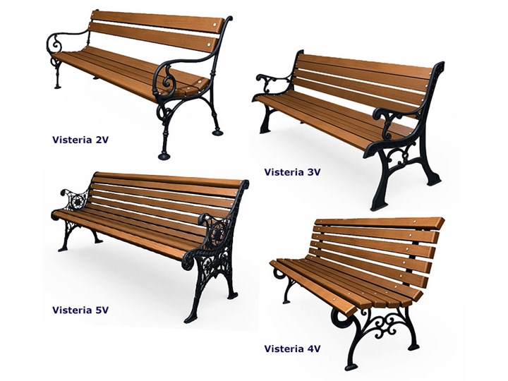 Ławka ogrodowa Visteria 2V Drewno Długość 155 cm Stal Z oparciem Kategoria Ławki ogrodowe