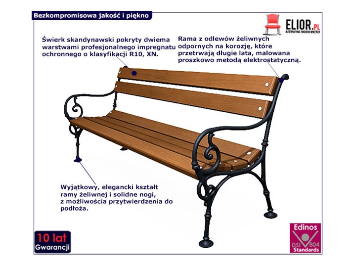 Ławka ogrodowa Visteria 2V Długość 155 cm Stal Z oparciem Drewno Kolor Brązowy