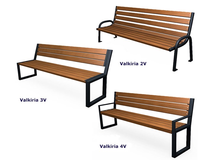 Stalowa ławka parkowa Valkiria 2V - palisander Z oparciem Długość 174 cm Kolor Brązowy