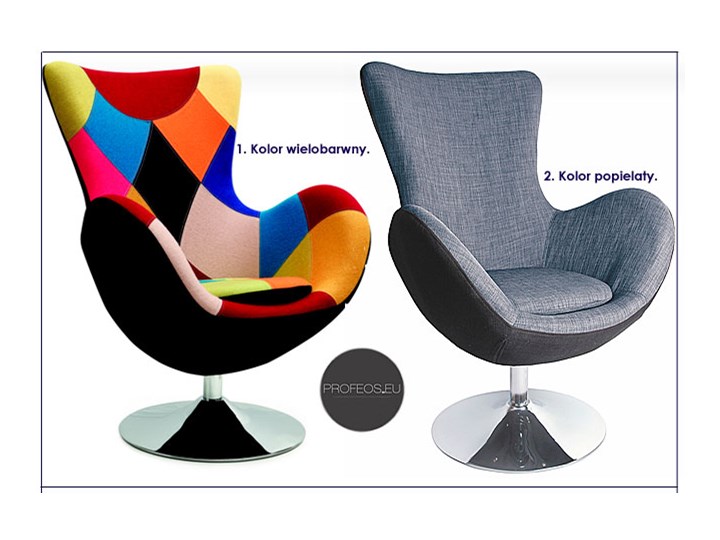 Obrotowy fotel uszak wypoczynkowy Zoltis - patchwork Kolor Wielokolorowy Tkanina Fotel obrotowy Szerokość 76 cm Szerokość 75 cm Pomieszczenie Salon