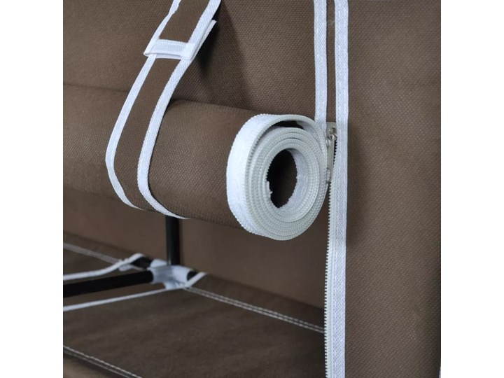 vidaXL Materiałowa szafka na buty z osłoną, 115 x 28 x 110 cm, brązowa Głębokość 28 cm Szerokość 115 cm Tworzywo sztuczne Kolor Brązowy