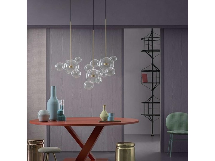 Żyrandol CAPRI LINE 3 - szklane kule Lampa LED Stal Metal Kolor Złoty Szkło Lampa z kloszem Kategoria Lampy wiszące