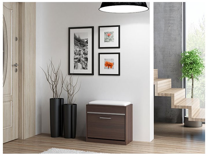 Szafka na obuwie z siedziskiem do przedpokoju Leni 2X - wenge Styl Minimalistyczny Na buty Płyta MDF Styl Nowoczesny