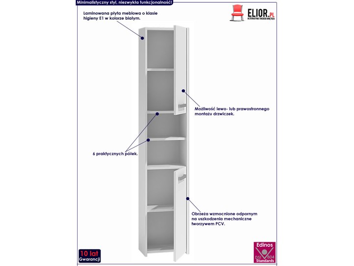 Szafka łazienkowa Tosca 2X - biała Kategoria Szafki stojące Stojące Szafki Wysokość 170 cm Szerokość 30 cm Kolor Biały