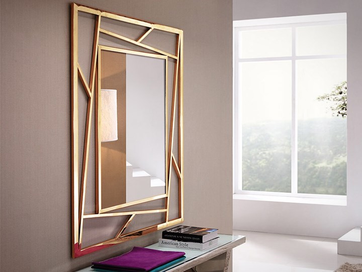 LUSTRO GG-1019A 100x120cm STAL NIERDZEWNA ZŁOTA Ścienne Lustro z ramą Prostokątne Pomieszczenie Salon