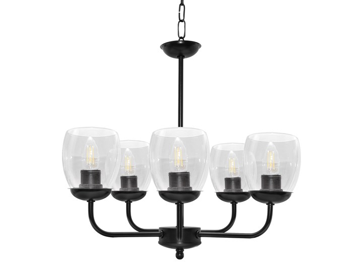 Żyrandol świecznik VITORIA W-2952/5 BK+TR Lampa z kloszem Szkło Kolor Czarny