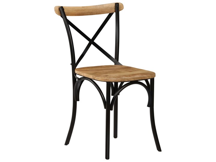 vidaXL Krzesła do jadalni, krzyżowe, 6 szt., czarne, lite drewno mango Stal Wysokość 84 cm Szerokość 51 cm Głębokość 42 cm Szerokość 41 cm Metal Styl Vintage