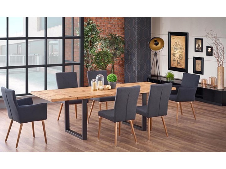 Duży rozkładany stół industrialny Marco 2X Drewno Wysokość 76 cm Długość 90 cm Szerokość 90 cm Kategoria Stoły kuchenne