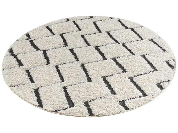 Beżowo-czarny dywan Mint Rugs Handira, ⌀ 160 cm Dywany Syntetyk Okrągły Kolor Biały