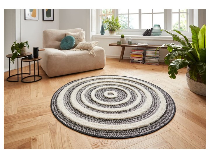 Szaro-biały dywan Mint Rugs Handira Circle, ⌀ 160 cm Dywany Okrągły Kategoria Dywany Syntetyk Pomieszczenie Salon
