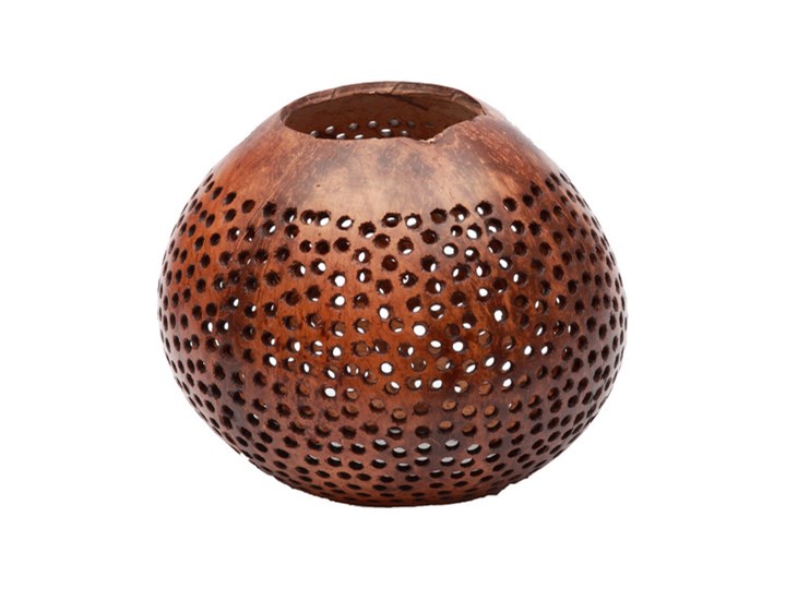 Brązowy świecznik Coconut Dot z orzecha kokosowego BAZAR BIZAR