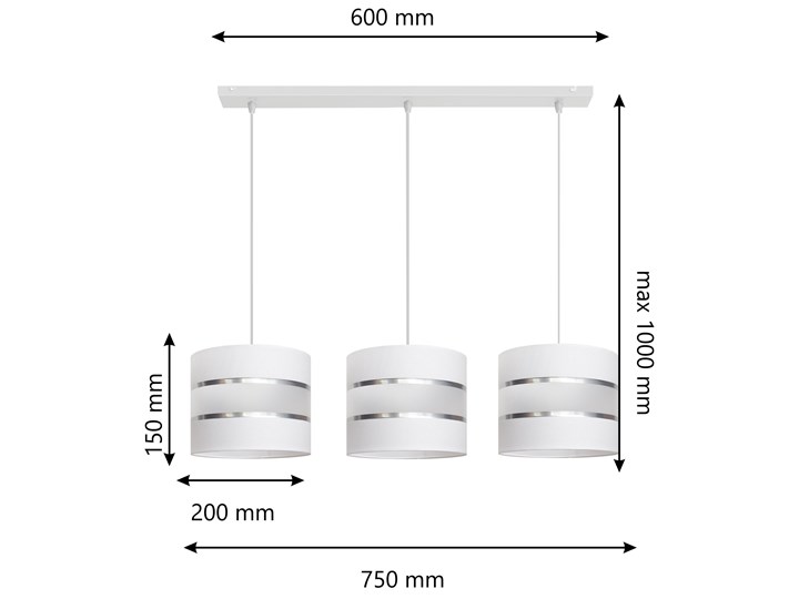 Lampa potrójna abażur HELEN W-L 0801/3 WT+SL+MAT Lampa z abażurem Kolor Biały Metal Styl Klasyczny