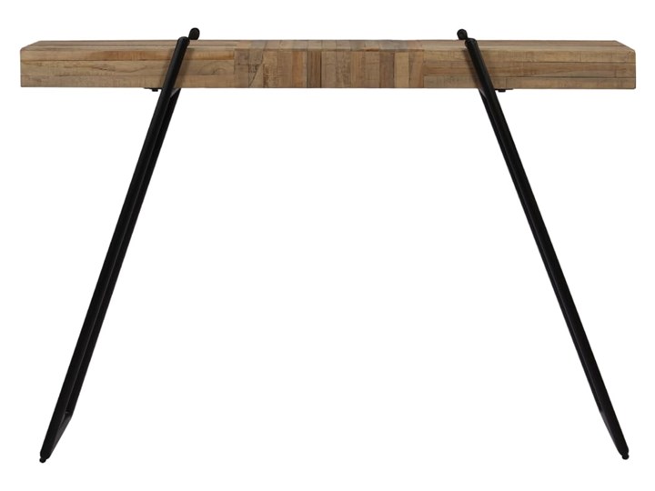 vidaXL Stolik konsola z odzyskanego drewna tekowego, 120 x 35 x 81 cm Stal nierdzewna Z samym blatem Drewno Głębokość 35 cm Szerokość 120 cm Styl Industrialny