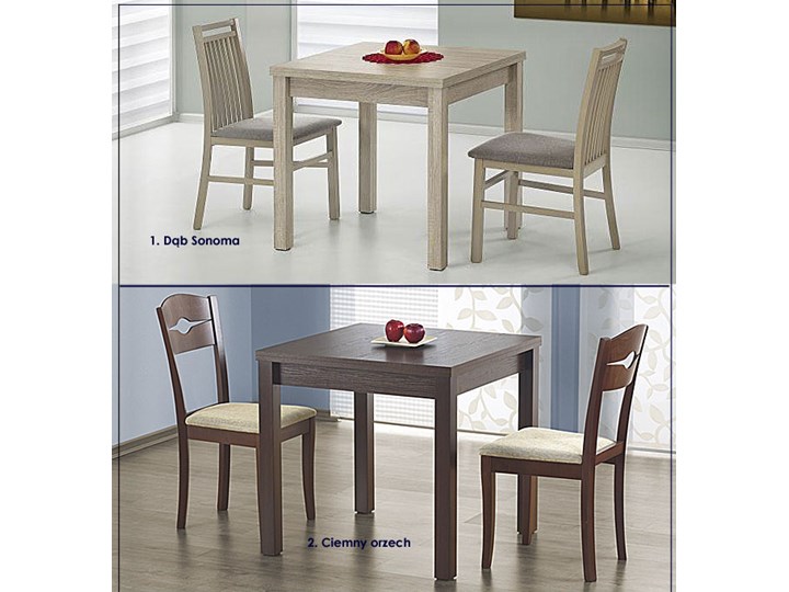 Kwadratowy rozkładany stół kuchenny Cubires - biały + dąb sonoma Długość 80 cm Wysokość 76 cm Szerokość 80 cm Drewno Rozkładanie