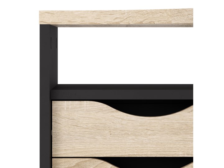 Biurko narożne Function 118 czarny mat / dąb sonoma Drewno Metal Biurko z nadstawką Szerokość 145 cm Głębokość 81 cm Styl Nowoczesny