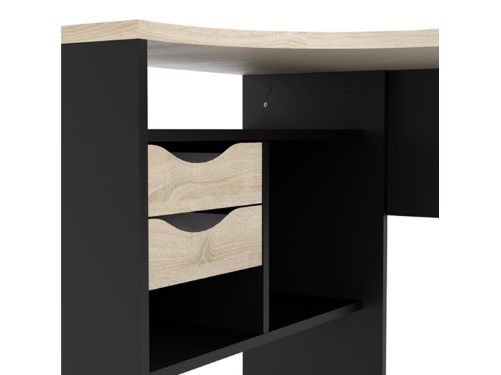 Biurko narożne Function 118 czarny mat / dąb sonoma Metal Szerokość 145 cm Głębokość 81 cm Drewno Biurko z nadstawką Styl Nowoczesny