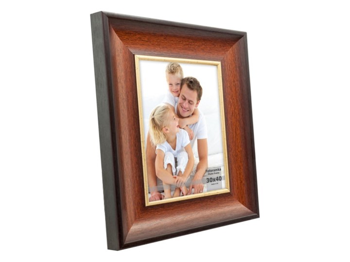 Ramka na zdjęcia 30 x 40 cm brązowo-złota Tworzywo sztuczne Drewno Kolor Brązowy