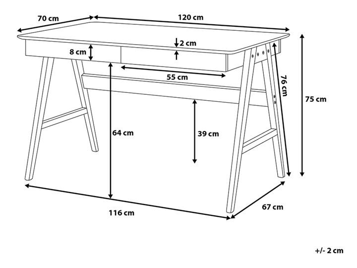 Biurko białe na drewnianych nóżkach 120 x 70 cm z szufladami styl skandynawski Płyta MDF Szerokość 120 cm Biurko komputerowe Drewno Pomieszczenie Biuro