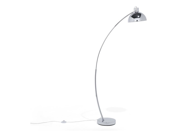 Beliani Lampa podłogowa srebrna wykrzywione ramie metalowy ruchomy klosz 155 cm nowoczesne oświetlenie Lampa z kloszem Kolor Srebrny Lampa łukowa Styl Tradycyjny