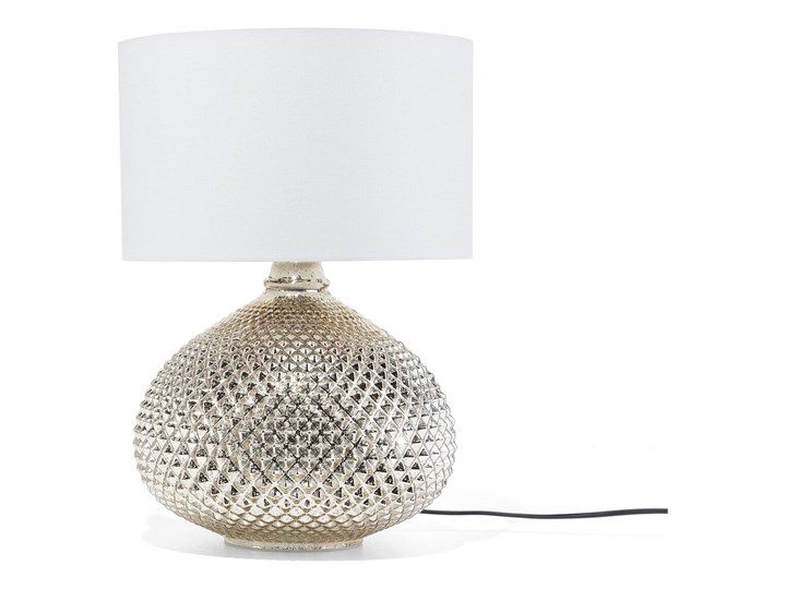 Lampa stołowa złota biała 55 cm szklana podstawa wysoki połysk glamour Lampa nocna Lampa z abażurem Kolor Złoty Styl Nowoczesny
