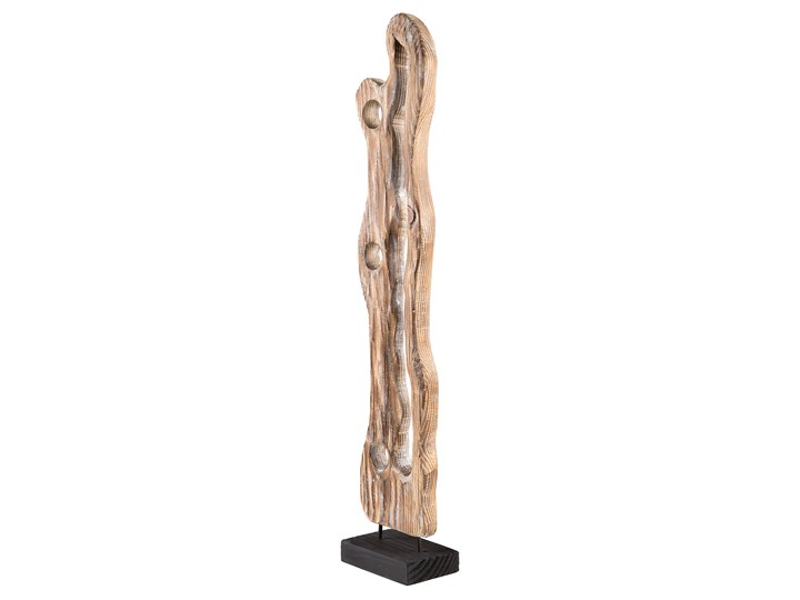 Beliani Dekoracja ozdoba drewniana na kominek do salonu Kategoria Figury i rzeźby Drewno Kolor Beżowy