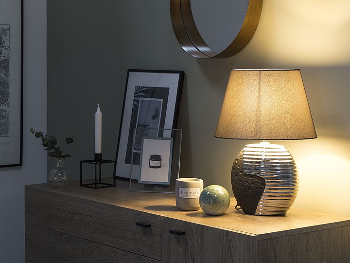 Lampka nocna czarna ze srebrnym ceramiczna ozdobna Lampa dekoracyjna Lampa z kloszem Lampa nocna Styl Nowoczesny