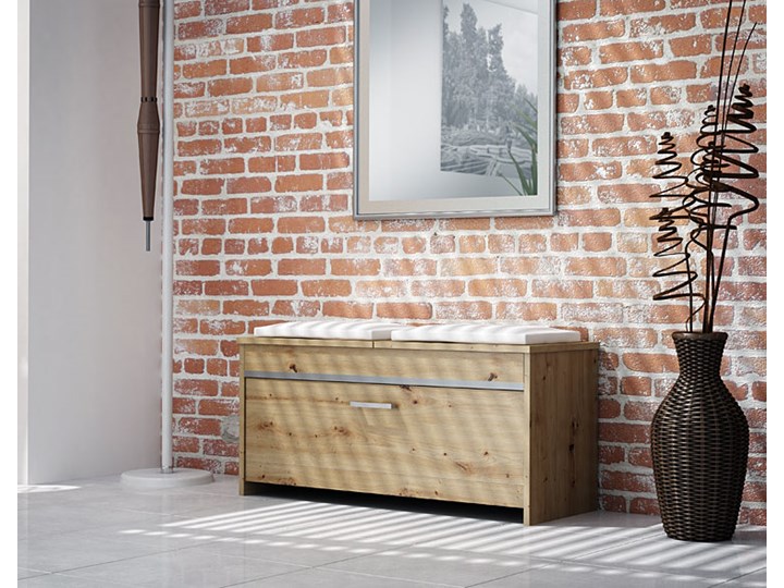 Szafka na buty do przedpokoju ze schowkiem Leni 3X - dąb artisan Drewno Styl Minimalistyczny