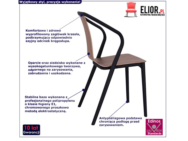 Designerskie krzesło tulipan Emeli - orzech Krzesło inspirowane Drewno Głębokość 56 cm Kolor Brązowy