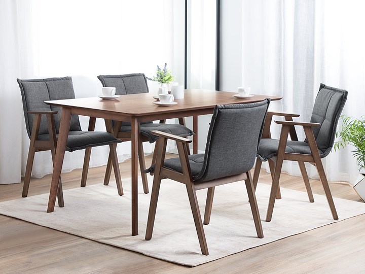 Stół do jadalni ciemne drewno 150 x 90 cm prostokątny styl retro Długość 150 cm Płyta MDF Styl Vintage