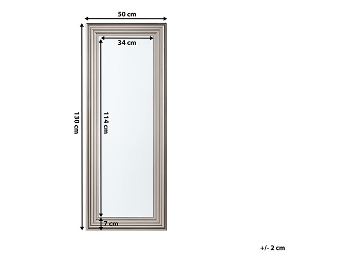Lustro ścienne wiszące srebrne 50 x 130 cm łazienka sypialnia toaletka Prostokątne Lustro z ramą Kolor Srebrny