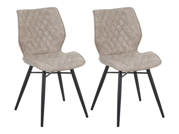 Beliani Zestaw 2 krzeseł beżowych tapicerowanych z metalowymi czarnymi nogami do jadalni styl nowoczesny industrialny Tworzywo sztuczne Rodzaj(n) Krzesła Drewno Pikowane Tkanina Tapicerowane Typ Tapicerowane