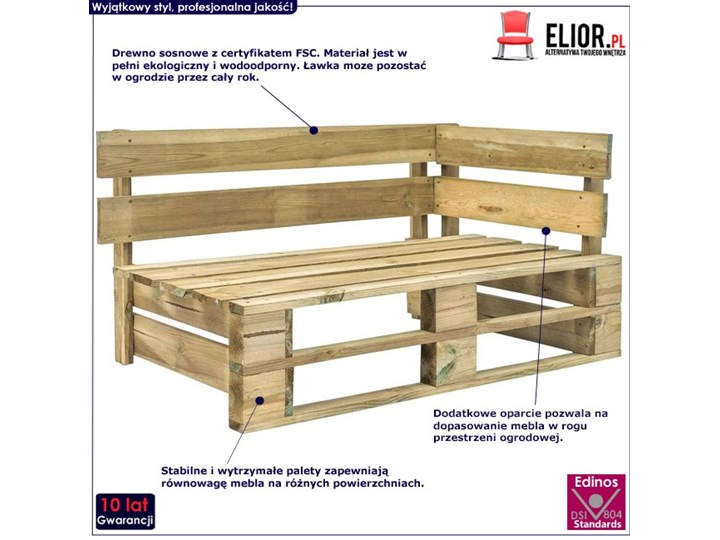 Ławka ogrodowa z palet Canther 2X - zielona Styl Minimalistyczny Drewno Długość 110 cm Z oparciem Kategoria Ławki ogrodowe