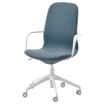 IKEA LÅNGFJÄLL Krzesło konferencyjne z podłokiet, Gunnared niebieski/biały, Przetestowano dla: 110 kg