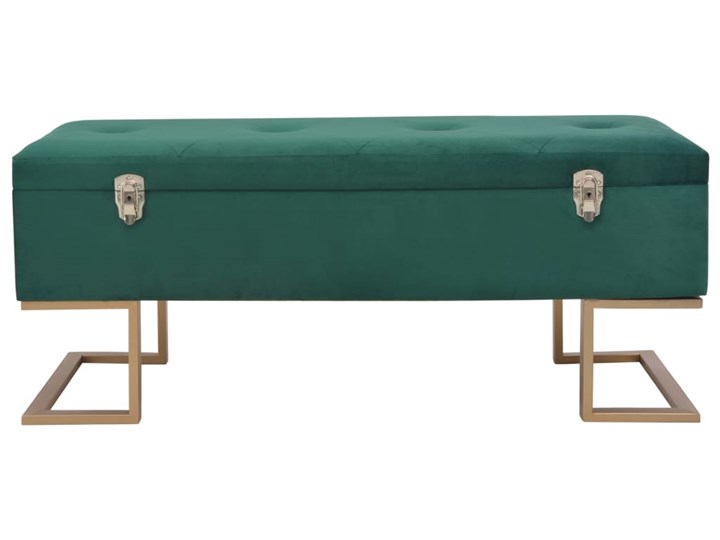 vidaXL Ławka ze schowkiem, 105 cm, zielona, aksamitna Pikowana Skrzynia Materiał obicia Tkanina Kategoria Ławki do salonu