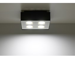 SOLLUX Efektowny Designerski Plafon Kwadrat Mono 4 Czarny LED