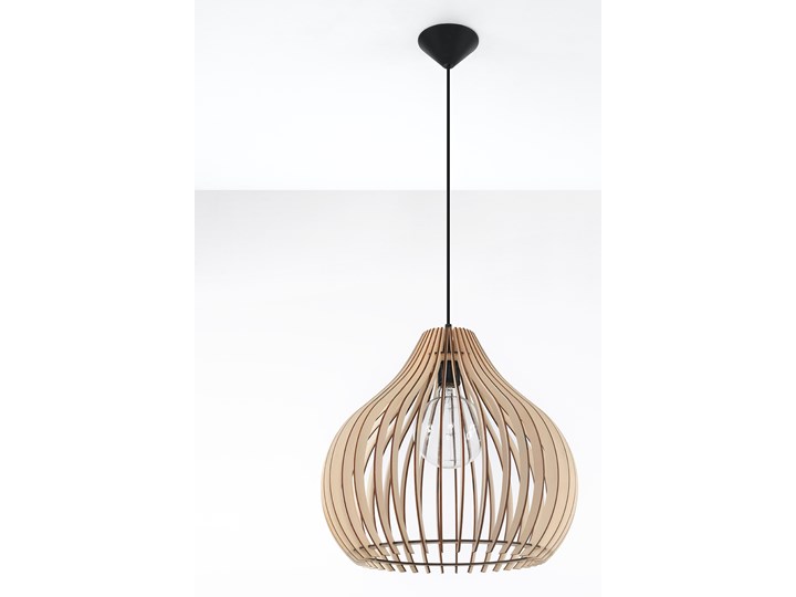 SOLLUX Nowoczesna Oprawa Sufitowa Lampa Wisząca APRILLA Naturalne Drewno Lampa Wisząca Stalowa do Salonu Sypialni Oświetlenie E27 LED Tworzywo sztuczne Lampa z abażurem Styl Nowoczesny Metal Kolor Beżowy