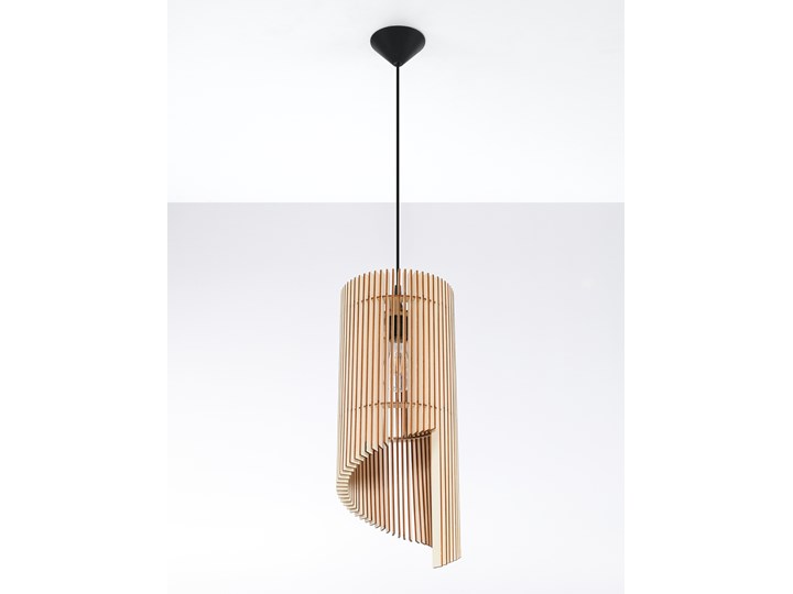 SOLLUX Stylowa Oprawa Sufitowa Lampa Wisząca ALEXIA Naturalne Drewno Lampa Wisząca Stalowa do Salonu Sypialni Oświetlenie E27 LED Kategoria Lampy wiszące Metal Tworzywo sztuczne Lampa z abażurem Styl Nowoczesny