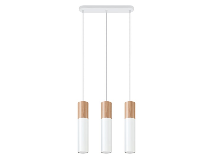 SOLLUX Minimalistyczna Lampa Wisząca PABLO 3 Biała Naturalne Drewno Ekskluzywny Zwis na Listwie Sufitowy Stal Drewno Oświetlenie LED Styl Industrialny Lampa z kloszem Lampa LED Metal Lampa inspirowana Kolor Biały