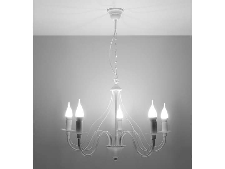 SOLLUX Klasyczna Lampa Wisząca Świece Żyrandol MINERWA 5 Biały Metal Stal Ilość źródeł światła 5 źródeł