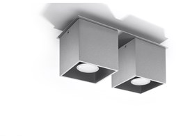 SOLLUX Kwadratowa lampa sufitowa podwójny plafon Quad 2 Szary kostka LED!
