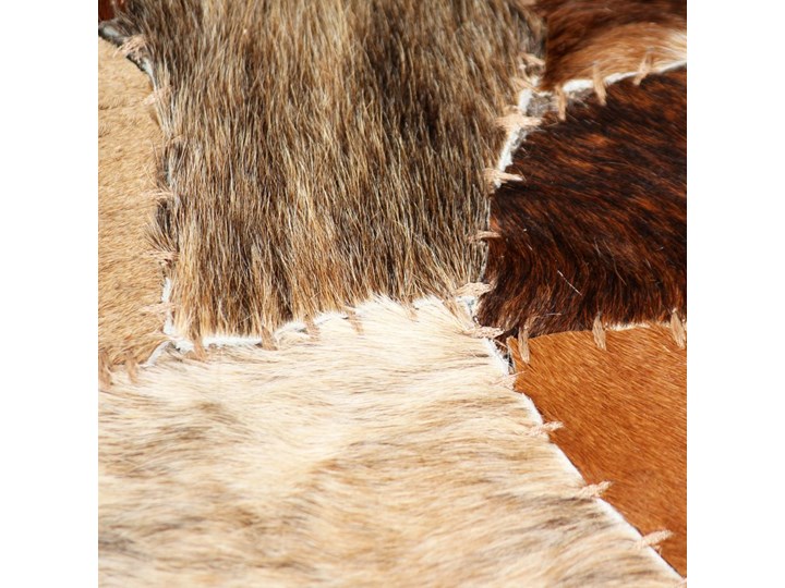 vidaXL Dywan ze skóry bydlęcej, patchwork, 120x170 cm, brązowo-biały Dywany Prostokątny Kolor Beżowy Wełna Skóra Pomieszczenie Przedpokój