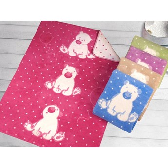 Koc SWEET BEAR Greno, 4 kolory fuksja