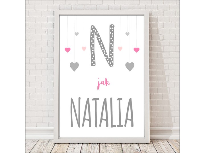 N JAK natalia serduszka plakat dla dzieci personalizowany