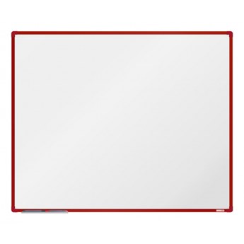 Biała magnetyczna tablica boardOK, 150 x 120 cm, czerwona rama