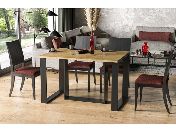Stół Borys 250 rozkładany od 130 do 250 cm Płyta MDF Długość 80 cm Długość 130 cm Rozkładanie Rozkładane Drewno Metal Styl Industrialny