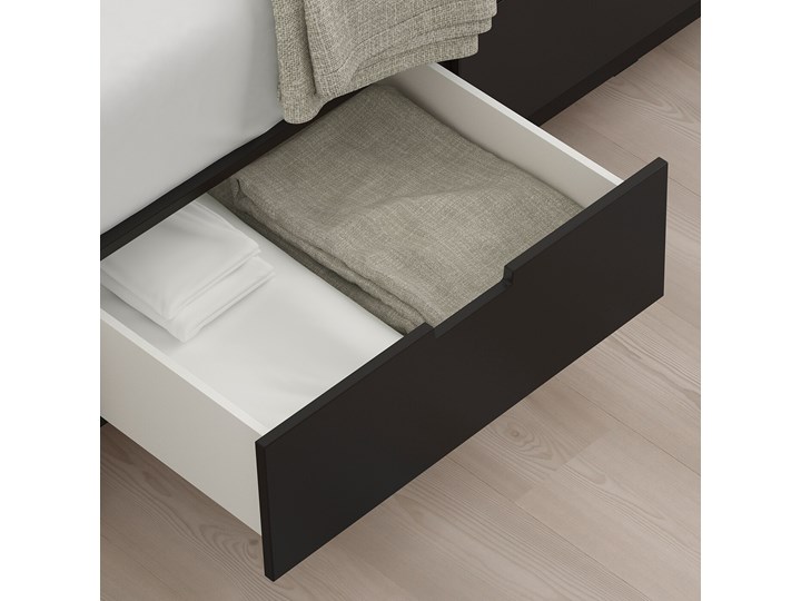 IKEA NORDLI Rama łóżka z szufladami, antracyt, 90x200 cm Łóżko drewniane Drewno Liczba miejsc Jednoosobowe