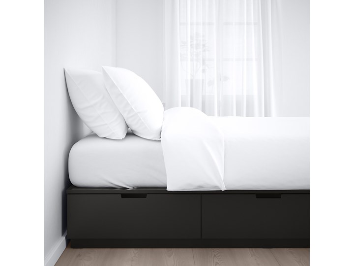 IKEA NORDLI Rama łóżka z szufladami, antracyt, 90x200 cm Drewno Łóżko drewniane Kategoria Łóżka do sypialni