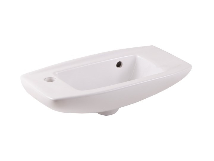 Umywalka ścienna ceramiczna GoodHome Musi 50,5 x 24 cm z otworem na armaturę biała Szerokość 51 cm Prostokątne Szerokość 50 cm Podwieszane Ceramika Kolor Biały