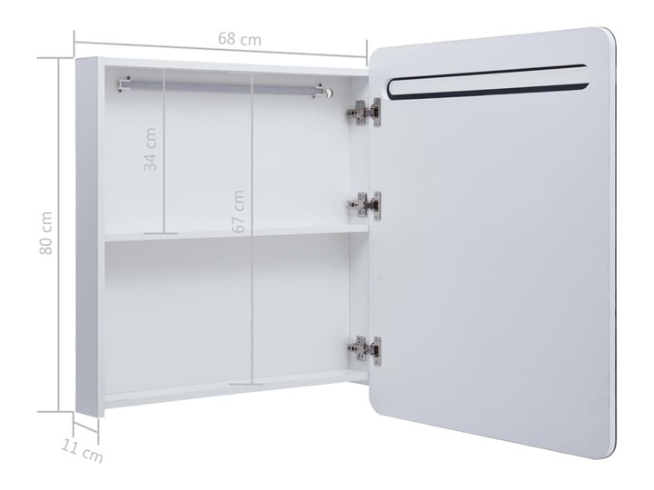 vidaXL Szafka łazienkowa z lustrem i LED, 68 x 9 x 80 cm