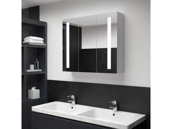 vidaXL Szafka łazienkowa z lustrem i LED, 89 x 14 x 62 cm Szerokość 89 cm Rodzaj frontu Drzwiczki Głębokość 14 cm Szafki Wiszące Kategoria Szafki stojące